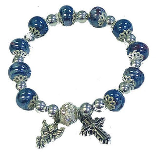 Blue Porcelain Bead Stretch Bracelet 4-pack