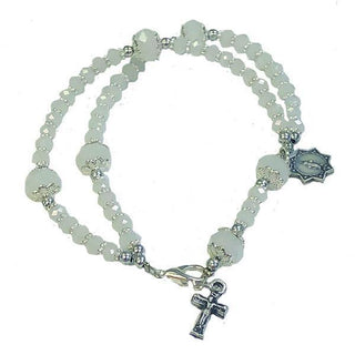 White Double Strand Bracelet with Lobster Claw Clasp 4-pack