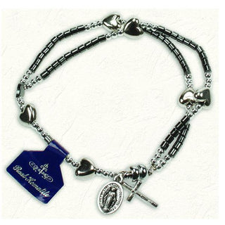 Hematite Double Strand Stretch Bracelet with Hearts 4-pack