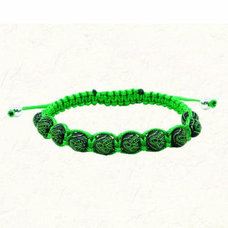 Green Guadalupe Slip knot bracelet with Black Beads 4-pack