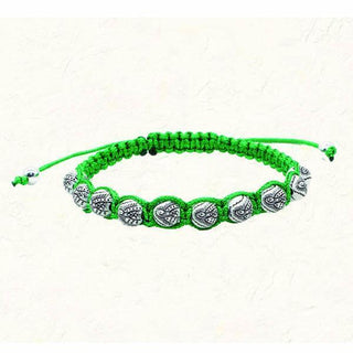 Green Guadalupe Slip knot bracelet with White Beads 4-pack