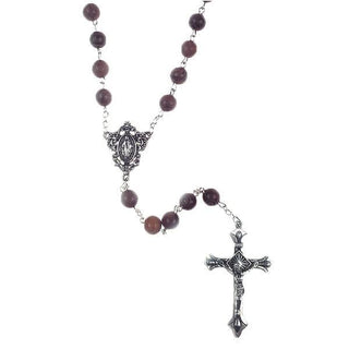 Wooden Rosary with Silver-tone Crucifix - Round Light Wood Beads