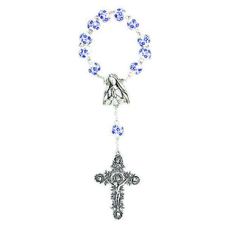 Blue and White Porcelain Decade Rosary with silver-tone Crucifix 3-pack