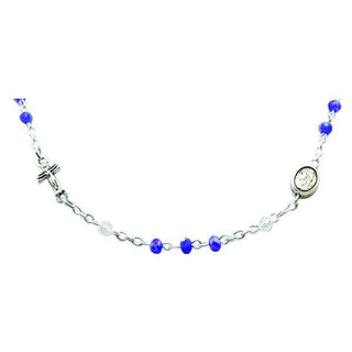Genuine Crystal Necklace with Crucifix and Medals - Blue 3-pack