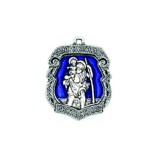 Silver-tone Saint Christopher Medal with Blue Enamel 25-pack