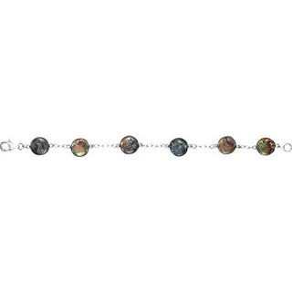 Sterling Silver 12-13 mm Cultured Black Freshwater Pearl Coin 7 1/2" Bracelet