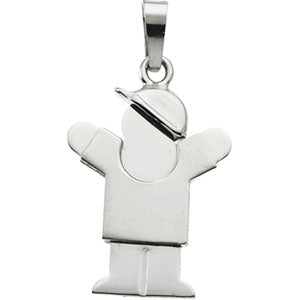 14K White Gold Kids Love Boy Pendant at Catholic Shop
