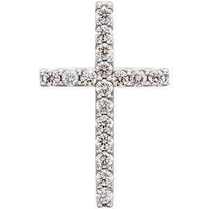 14K White 1/4 CTW Petite Diamond Cross Pendant