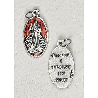 25-Pack - 3/4 inch Red Enamel Divine Mercy Pendant