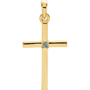 14K Gold 22.65x11.4 MM Alexandrite Cross Pendant
