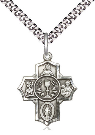 Pewter Communion 5-Way Medal Religious Jewelry