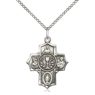 Sterling Silver Communion 5-Way Medal Religious Jewelry