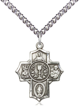 Sterling Silver Communion 5-Way Medal Religious Jewelry