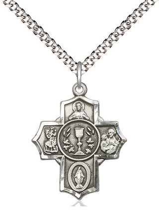 Sterling Silver Communion 5-Way Medal Religious Jewelry