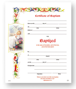 Certificate Of Baptism 8X10 50-Pack