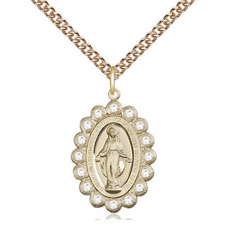 14kt Gold Miraculous Medal with Crystal Swarovski stones