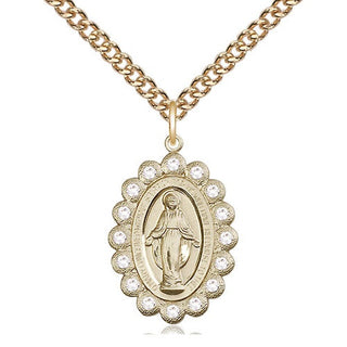 14kt Gold Miraculous Medal with Crystal Swarovski stones