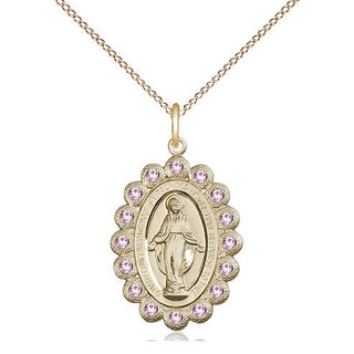 14kt Gold Miraculous Medal with LA Swarovski stones
