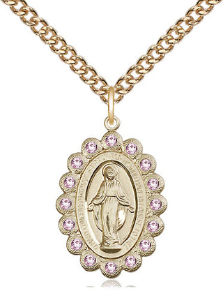 14kt Gold Miraculous Medal with LA Swarovski stones