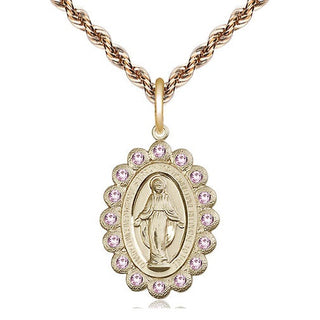 14kt Gold Miraculous Medal with LA Swarovski stones