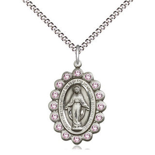 Pewter Miraculous Medal with LA Swarovski stones Religious Jewelry