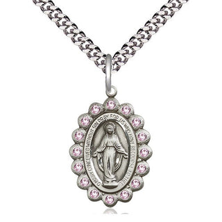 Pewter Miraculous Medal with LA Swarovski stones Religious Jewelry