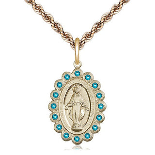 14kt Gold Miraculous Medal with Zircon Swarovski stones