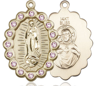 14kt Gold Our Lady of Guadalupe Medal with LA Swarovski stones