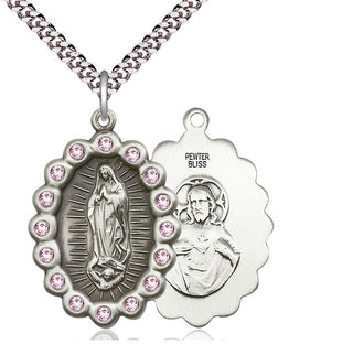 Pewter Our Lady of Guadalupe Medal with LA Swarovski stones Catholic Jewelry
