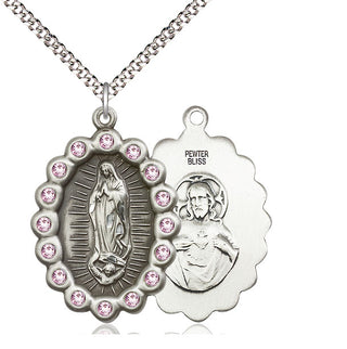 Pewter Our Lady of Guadalupe Medal with LA Swarovski stones Catholic Jewelry