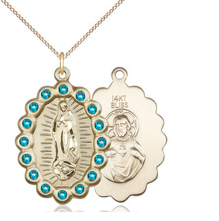 14kt Gold Our Lady of Guadalupe Medal with Zircon Swarovski stones