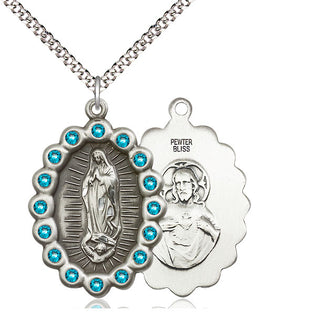 Pewter Our Lady of Guadalupe Medal with Zircon Swarovski stones Catholic Jewelry