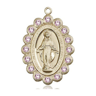 14kt Gold Miraculous Medal with LA Swarovski stones