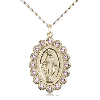 14kt Gold Miraculous Medal with LA Swarovski stones