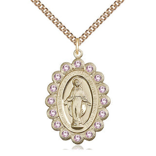 14kt Gold Miraculous Medal with LA Swarovski stones