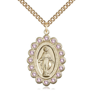 14kt Gold Miraculous Medal with LA Swarovski stones