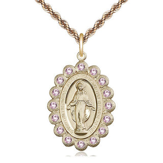 14kt Gold Miraculous Medal with LA Swarovski stones