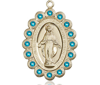 14kt Gold Miraculous Medal with Zircon Swarovski stones