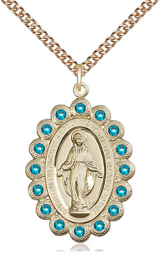 14kt Gold Miraculous Medal with Zircon Swarovski stones