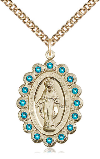 14kt Gold Miraculous Medal with Zircon Swarovski stones