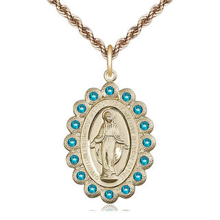 14kt Gold Miraculous Medal with Zircon Swarovski stones