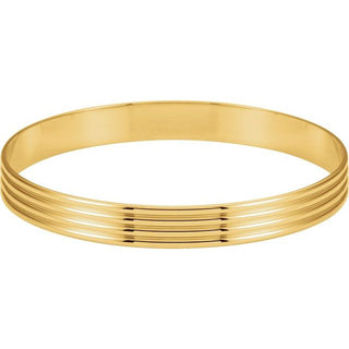 14K Yellow 8 mm Grooved Bangle 7 1/2" Bracelet  