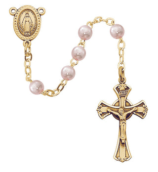 Sterling Silver Pink Pearl Rosaryboxed L Pkg