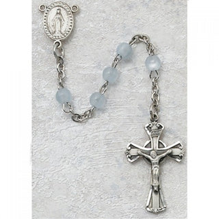 Sterling Silver 3MM Blue Pearl Rosary