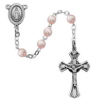 Sterling Silver Pink Pearl Rosaryboxed L Pkg