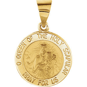 14K Gold 15x15 MM Round Hollow Scapular Medal