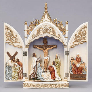 14-Inch Crucifix Triptych Scene