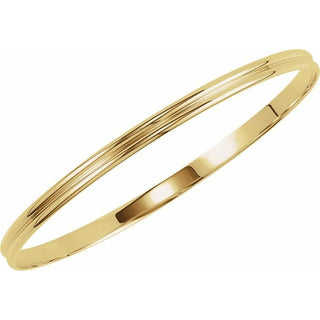 14K Yellow 4 mm Grooved Bangle 8" Bracelet  