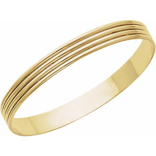 14K Yellow 8 mm Grooved Bangle 7 1/2" Bracelet  