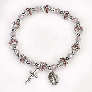 4-pack - Pink Stretch Rosary Bracelet